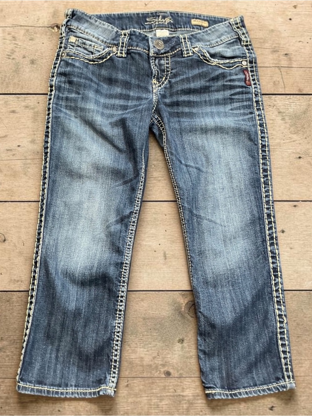 Silver Jeans Medium Blue Faded McKenzie Capri Ankle Jeans